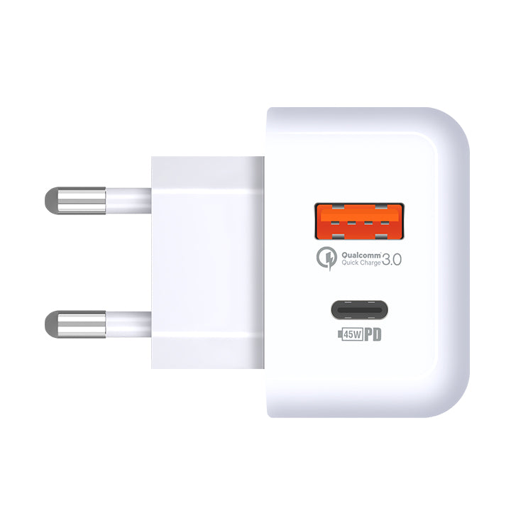 Chargeur Mural 45W QC 3.0 – 2 Ports USB + Affichage LED – Adaptateur Secteur – Neuf